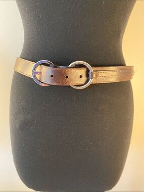 Simons Brown Leather Belt with Double Silver Rings
